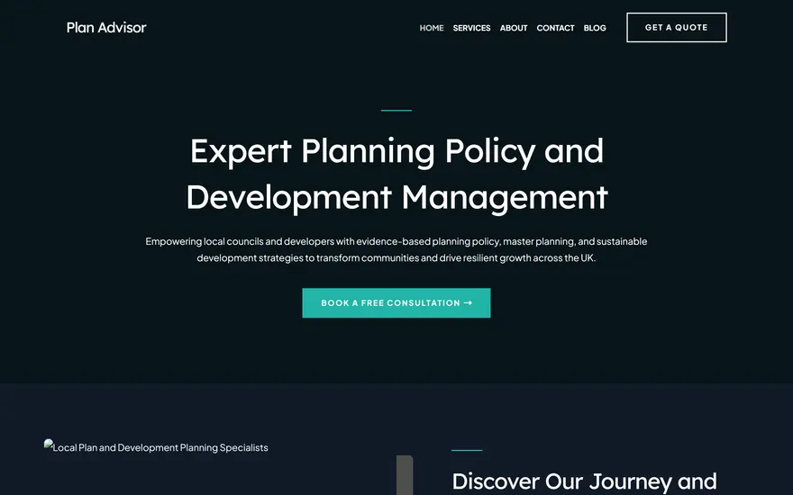 Above-the-fold view of the Plan Advisor website